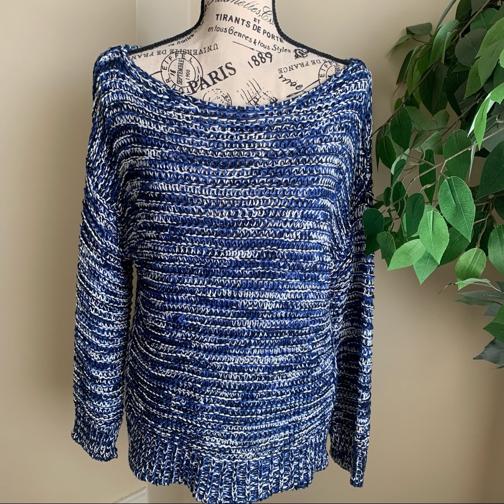 Zara Knit Chunky Cable Knit Sweater Blue Sz M